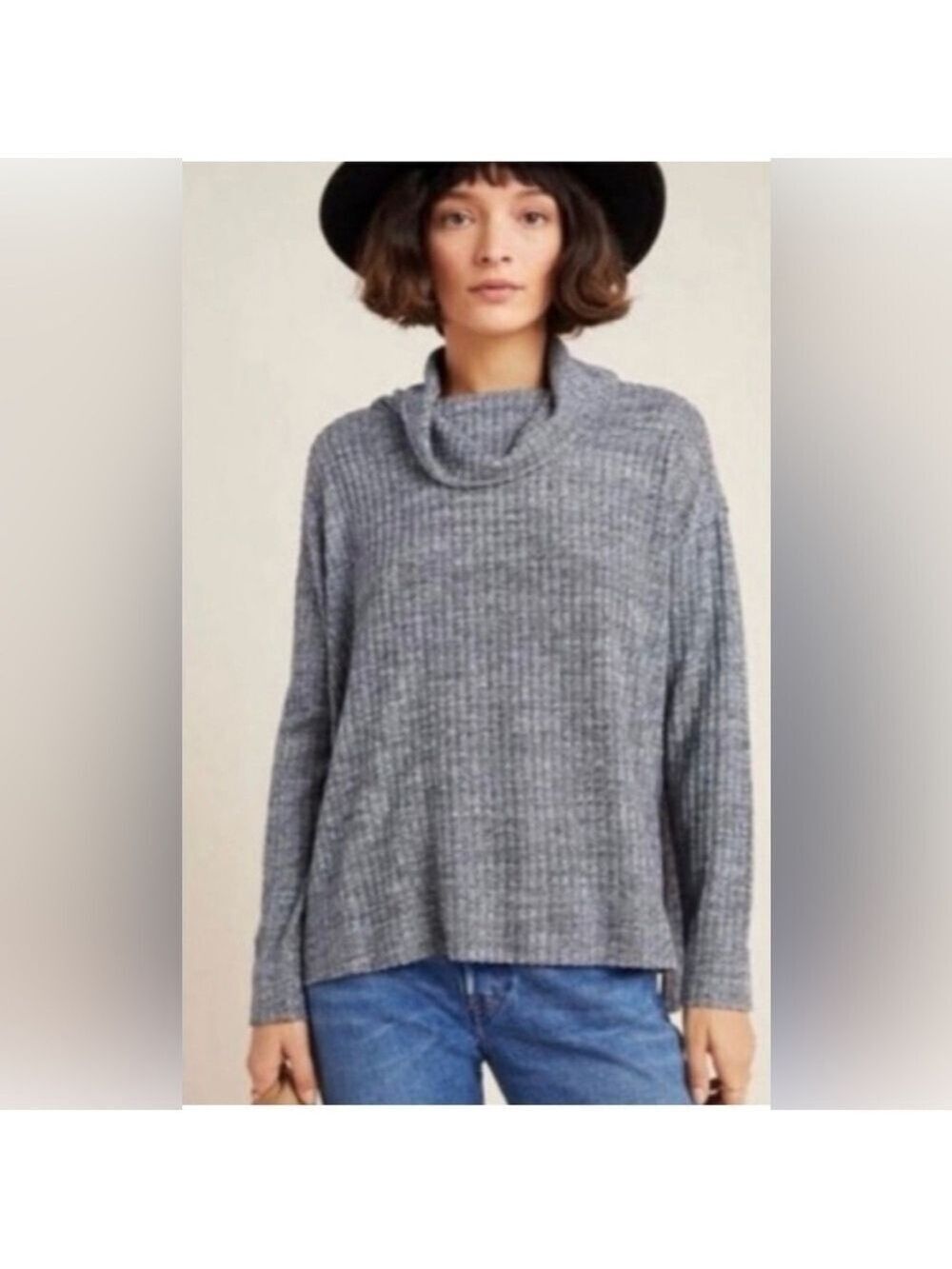 Maeve Anthropologie Cowl Neck Sweater Women’s Gray Ribbed Knit Size: Medium